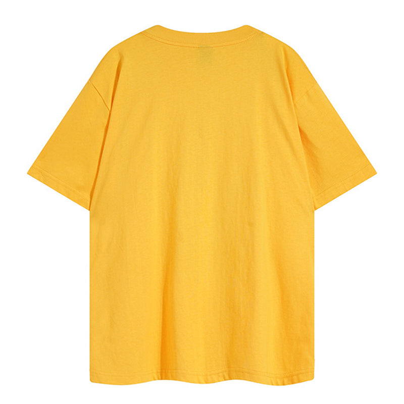 Sp5der Green Foam Printing High Weight T-Shirt Yellow